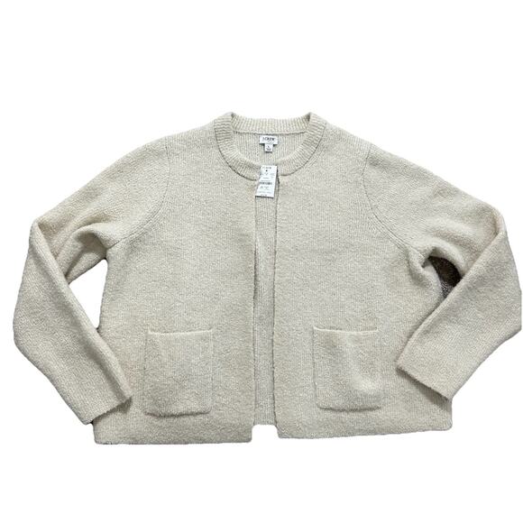NEW J. Crew Factory Bouclé Women’s L Cardigan Sweater Open Front Wool Alpaca - Picture 1 of 6